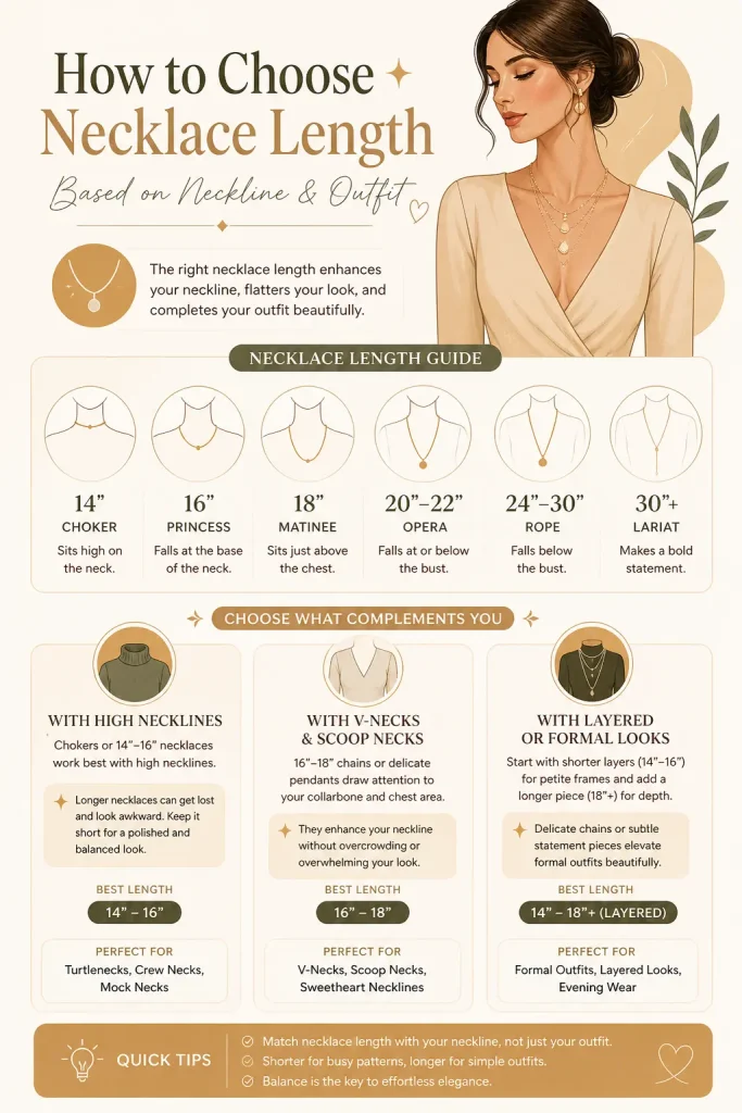 How to Choose Necklace Length Based on Neckline & Outfit